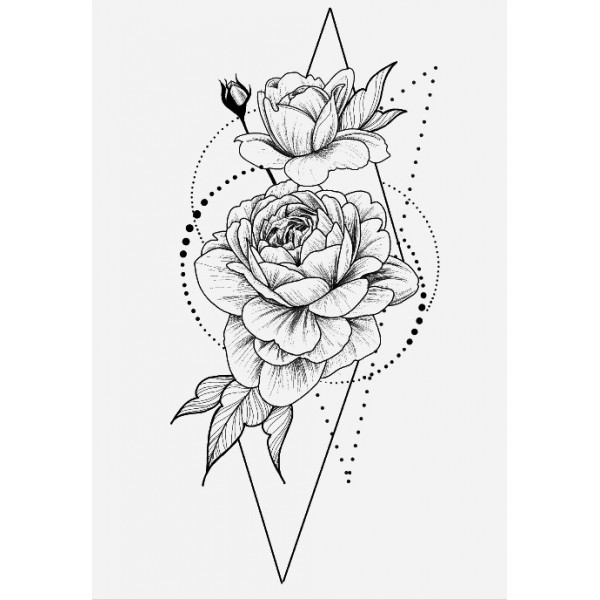 Временная татуировка "Розы в геометрии" А5, фото 1, цена 170 грн